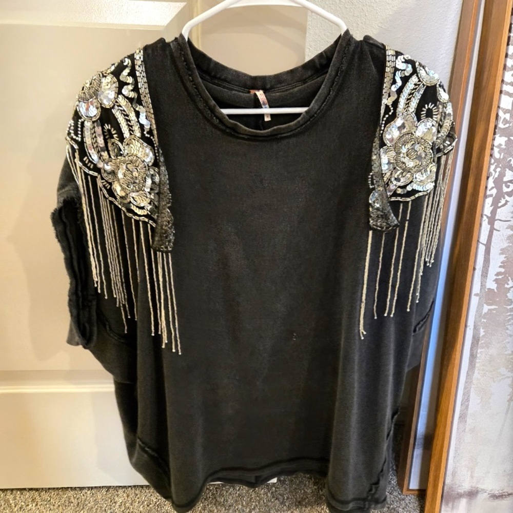 Black Top with Silver Embellishments